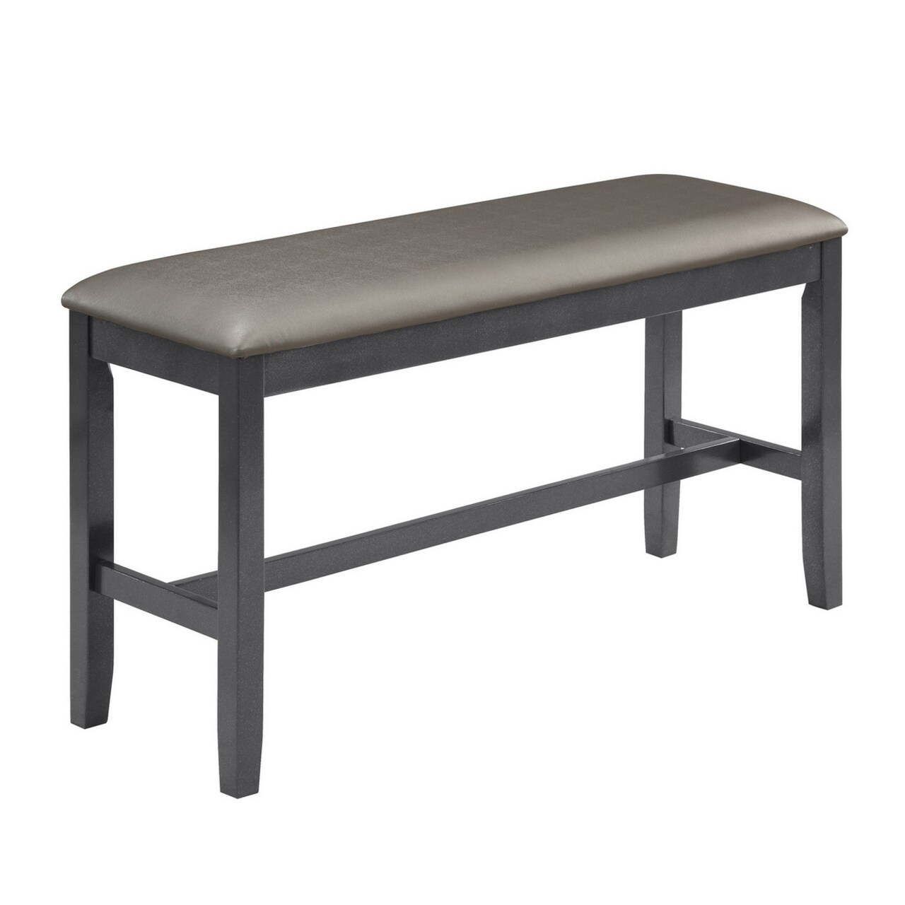 Saltoro Sherpi 48 Inch Dining Bench, Padded Seat Cushion, Metallic Gray Upholstery, Black-